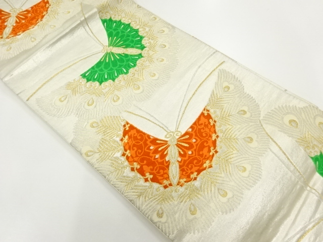 アンティーク　蝶模様織出し袋帯（材料）